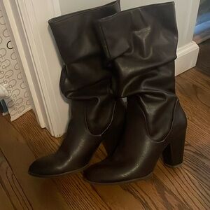 Dark Brown Leather Heel Calve / Calf Boots - NEVER WORN